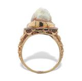 10k Gold Filigree Ring with 3-D High Relief Genuine Natural Shell Cameo (#J7272)