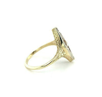 14k White/Yellow Gold Hand Engraved Filigree Genuine Natural Diamond Ring #J5350