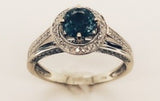 1.03 Carat Teal Genuine Natural Sapphire and Diamond Ring 14k Gold (#J5220)