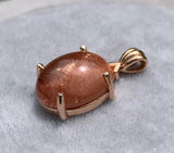 14k Rose Gold Pendant with 6.70ct Oval Genuine Natural Sunstone (#J7537)