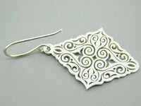 935 Sterling Diamond Shaped Laser Cut Earrings (#J4406)