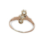 10k Rose Gold Three Stone Victorian Genuine Natural Moonstone Ring 9.5 (#J6941)