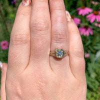 14k Gold Art Deco 1/4ct Genuine Natural Diamond Ring Size 7 Hand Engraved #J6899