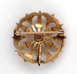 10k Yellow Gold Victorian Seed Pearl and Diamond Flower Starburst Pin (#J6254)