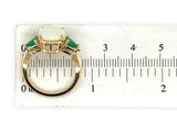 14k Yellow Gold 2.24 Carat Genuine Natural Australian Opal Emerald Ring (#7570)