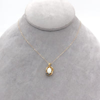 14k Yellow Gold Genuine Natural Opal Pendant with Sapphires (#J6227)