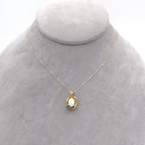 14k Yellow Gold Genuine Natural Opal Pendant with Sapphires (#J6227)