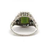 14k White Gold Art Deco 4.34ct Genuine Natural Tourmaline Filigree Ring (#J5762)