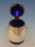 Evald Nielsen Danish Sterling Silver Mustard Pot w/Cobalt Blue Enamel (#0375)
