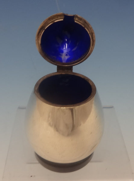 Evald Nielsen Danish Sterling Silver Mustard Pot w/Cobalt Blue Enamel (#0375)