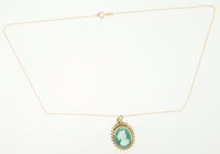 14K Gold Green Genuine Natural Cameo Pendant (#J3372)