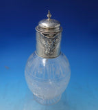 JK TH and GW English Sterling Silver Decanter with Cut Crystal Bearded Man #5858