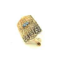 10k Yellow Gold Filigree Genuine Natural Sapphire Pin (#J5324)