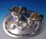 Charlotte by Hans Hansen Danish Sterling Silver Tea Set 4pc with Tray (#5190)