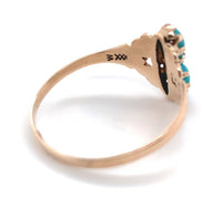 10k Yellow Gold Two Stone Genuine Natural Turquoise Ring Size 6.25 (#J6398)