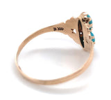 10k Yellow Gold Two Stone Genuine Natural Turquoise Ring Size 6.25 (#J6398)