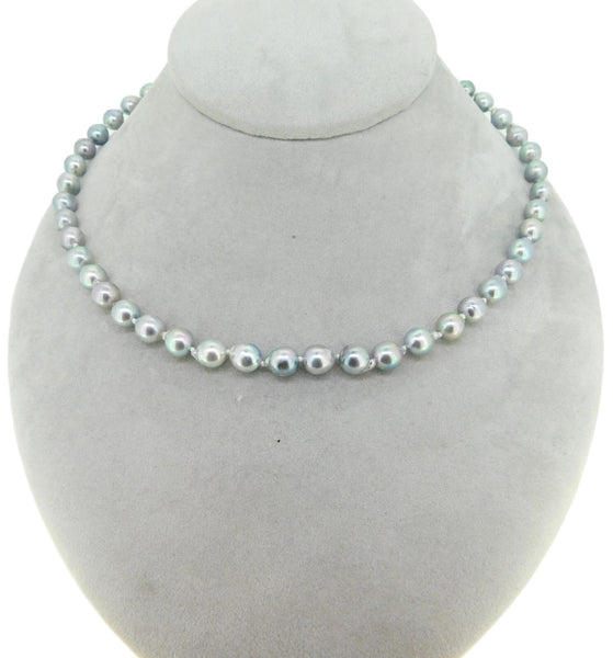 7.5mm Blue Akoya Strand of Pearls Necklace (#J4572)