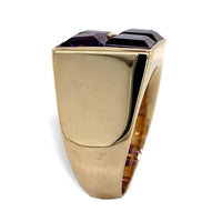 14k Yellow Gold Men's Modern Genuine Natural Amethyst Ring Size 7 (#J7304)