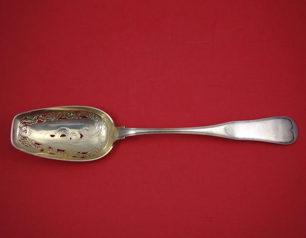 Danish Sterling Silver Platter Spoon Pierced Hand Chased 12" Serving Antique