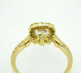 14k Gold Peach Cushion Genuine Natural Morganite and Diamond Ring (#J5056)