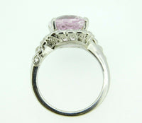 14k Gold Oval 6.95ct Genuine Natural Kunzite Ring with Diamond Halo (#J4453)