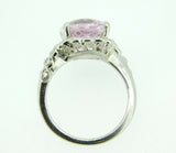 14k Gold Oval 6.95ct Genuine Natural Kunzite Ring with Diamond Halo (#J4453)