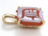 14k Yellow Gold Genuine Natural Agate Signet Pendant Initial "D" (#J7585)