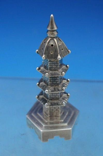 Chinese Export .900 Sterling Silver Pepper Shaker Brick Tower c.1890s WC (#6653)