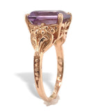 14k Rose Gold Ring with Genuine Natural Amethyst and Flowers Size 5 (#J6904)