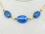 Art Deco Genuine Natural Sodalite Necklace with 9k Gold Paperclip Chain (#J5033)