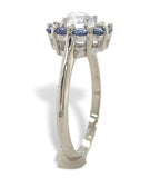 14k White Gold Genuine Natural Moonstone and Blue Sapphire Ring Size 7 (#J7617)