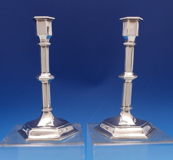 Wm. Hutton and Sons English Victorian Sterling Silver Candlestick Pair (#8433)