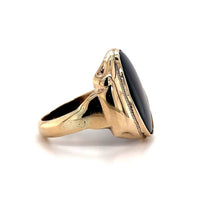 10k Yellow Gold Men's Genuine Natural Black Onyx Ring Jewelry (#J5675)