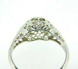 Art Deco 18K White Gold Filigree .35ct Genuine Natural Diamond Ring (#J4492)