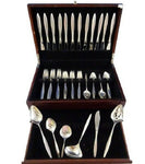 Crystal by International Sterling Silver Flatware Set 12 Service 54 Pcs Modern