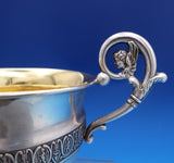French Sterling Silver Cup and Saucer 2pc GW Winged Cherub Applied Border #8422