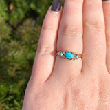 10k Rose Gold Victorian Genuine Natural Turquoise Ring Size 7.25 (#J6562)