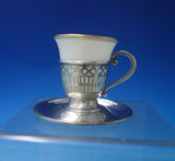 SSMC-Saart Sterling Silver Demitasse Cup Pcd Circles Lines w/ Liner Saucer #6312