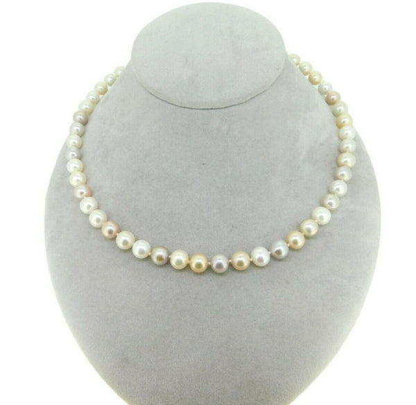 Pastel 8.55mm Freshwater Strand of Pearls Necklace with 14k Gold Clasp (#J4574)