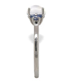 Platinum 1.13 Carat Genuine Natural Moonstone and Blue Sapphire Ring (#J7170)