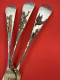 Applied Mixed Metals by Gorham Sterling Silver Escargot Fork GW Set 10 - 5 7/8"