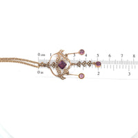 10k Yellow Gold Lavaliere with Seed Pearls and Purple Paste Stones (#J6057)