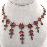 Genuine Natural Bohemian Garnet Necklace with Seven Drops 15" Long (#J6478)