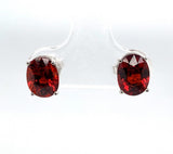 Platinum 4.08 Carat TW Genuine Natural Spessartine Garnet Stud Earrings (#J6372)