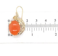 10k and 14k Handwrought Drop Genuine Natural Carnelian Earrings w/Leaves #J6688