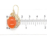 10k and 14k Handwrought Drop Genuine Natural Carnelian Earrings w/Leaves #J6688