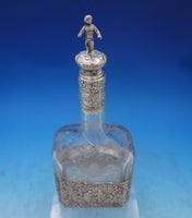 European .800 Silver Cut Crystal Decanter 3-D Child on Top w/ Men Women (#6867)