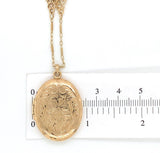 14k Yellow Gold Oval Locket w/Engraved Design on Fancy Cast Link Chain (#J7182)