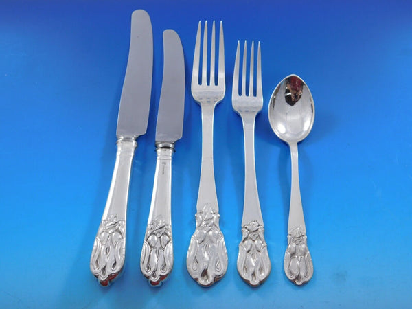 Blossom by Carl Poul Petersen Sterling Silver Flatware Set Dinner Service 40 pcs