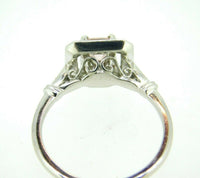 14k Gold Asscher Genuine Natural Morganite and Diamond Halo Ring (#J5053)